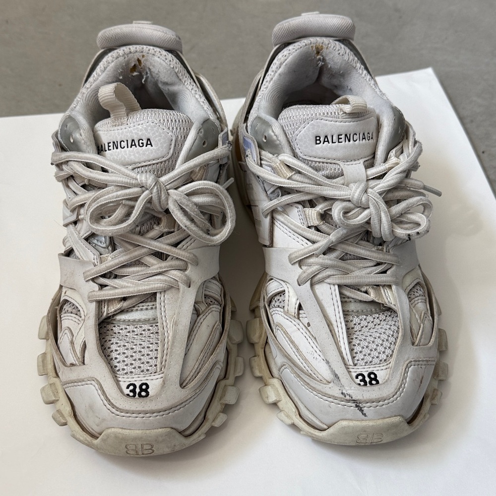 Balenciaga Gray and White Track Sneakers